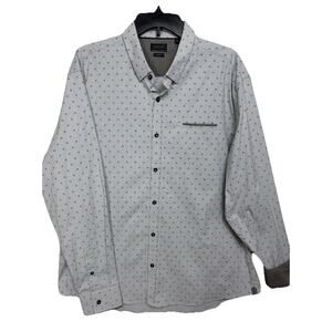 7 Diamonds Men's Button Up Shirt XL Flip Cuff Gray Blue Classic Fit Long Sleeve